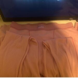 Skims Pink Ribbed Leggings and crop top set